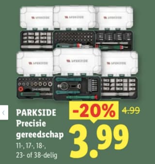 Parkside precisie gereedschap set voor €3,99 met de Lidl plus app