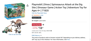 PLAYMOBIL Dinos Spinosaurus Aanval op Dino Opgraving voor €18,67 met Amazon prime
