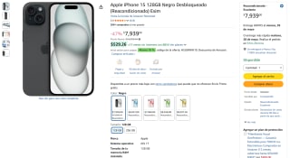 iPhone 15 128GB por $5,086 | Amazon (BBVA)