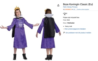 Disney Evil Queen kostuum voor €2,92 bij Amazon