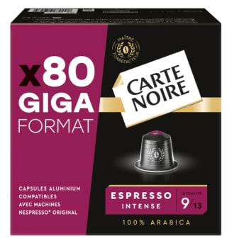 Paquet de 80 Capsules de Café Carte Noire Nespresso à 17,55€