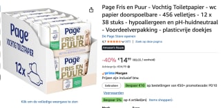 12x Page Vochtig Toiletpapier Puur 38 stuks voor €14,99 bij Amazon