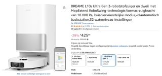 Dreame L10s Ultra Gen 2 - Robotstofzuiger met Dweilfunctie voor €425 bij Amazon