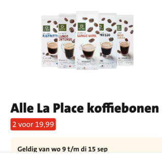 La Place koffiebonen 2 kg voor €19,99 bij Jumbo