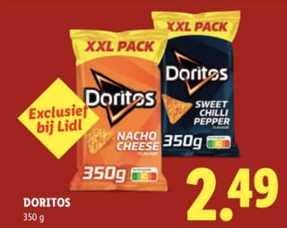 Doritos XXL 350 g voor €2,49 bij Lidl