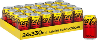 Coca-Cola Zero Limón, Refresco Cola Zero Azúcar Pack 24 latas de 330 ml por 15,50€