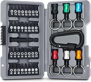 Hi-Spec 40pc Multi Screw Driver Bit Set with Quick Release Key Chain Ring Holders and