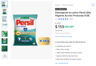 Detergente Persil 4.5kg por $159 | Mercado Libre
