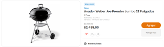 Asador Weber Joe Premier Jumbo 22" por $2,495 | Chedraui