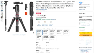 Trípode NEEWER 77" 197cm Aluminio 15,4kg por $1,426 | Amazon