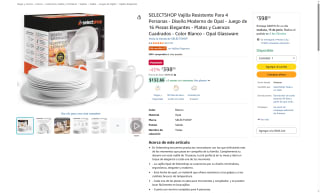 Vajilla Opal para 4 por $398 | Oferta Amazon