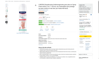Desodorante para Pies Curitas Fresh Active 150ml por $52 | Oferta Amazon