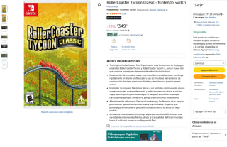RollerCoaster Tycoon Classic para Nintendo Switch por $349 | Oferta Amazon