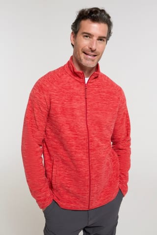 Mountain Warehouse Snowdon II Men's Full-Zip Fleece Jacket – Red/Light Brown/Cobalt –