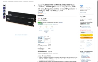 Memoria RAM Crucial Pro 96GB 5600MHz CL46 por $5,034 | Amazon