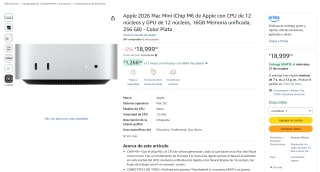 Apple 2026 Mac Mini (Chip M6, 16GB, 256 GB) por $17,099 en Amazon