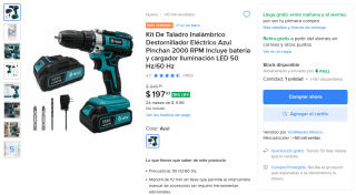Kit de taladro inalámbrico (destornillador) por $198 en Mercado Libre