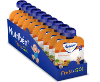 Pack 10 x 90g Nutribén Fruta And Go | Bolsita de puré de Frutas 100% Natural a 6.07€