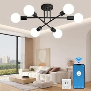 Dopwii lámpara de techo Moderna WiFi Sputnik 6 luces por $298 en Amazon