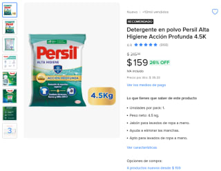 Detergente Persil 4.5kg por $129 | Mercado Libre