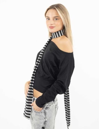 Polera Off Shoulder Y2K Manga Larga Mujer Icono por $6.990