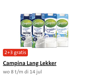 2+3 gratis op Campina Lang Lekker bij de Jumbo