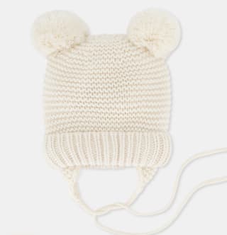 Gorro punto link dos pompones liso de bebé por
