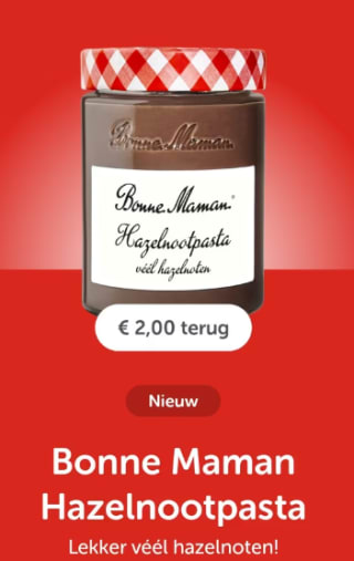 €2 cashback op Bonne maman Hazelnootpasta via Tikkie
