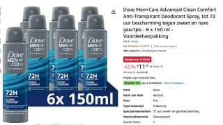 6x Dove Deodorant Men+ Care Cool Fresh 150 ml voor €11,50 bij Amazon
