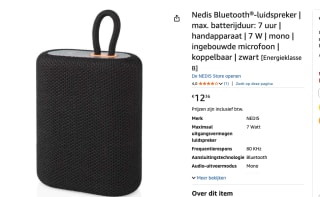 Nedis Bluetooth-Speaker 7 watt voor €12,36 bij Amazon