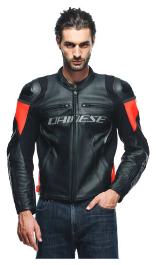 Chaqueta de piel Dainese Racing 4 Negra / Roja fluo por 249,95€