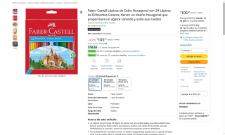 Lápices de Color Faber-Castell 24 uds por $105 | Oferta Amazon