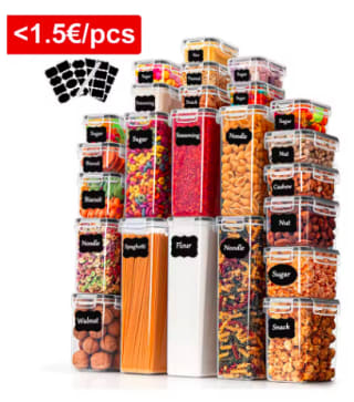 Contenedores comida 24 unidades con tapas sin BPA por 22.58€