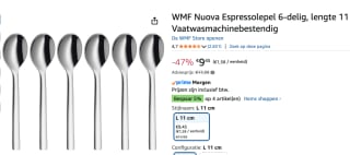 WMF Nuova Espressolepel 6-delig (11 cm) voor €9,45 bij Amazon