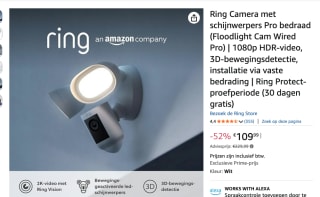 Ring Floodlight Cam Wired Pro - IP-beveiligingscamera voor €109,99 bij Amazon
