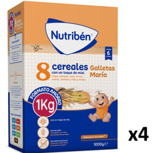 4 Paquetes de NUTRIBEN Papilla 8 Cereales con un Toque de Miel 1kg por 14.62€
