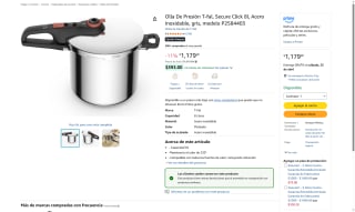 Olla de Presión T-fal 8L por $1,179 | Oferta Amazon