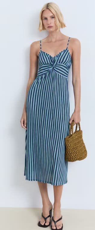 Vestido fruncido rayas por 10.99€