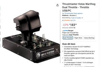 Thrustmaster HOTAS Warthog Dual Throttles voor €183 bij Amazon