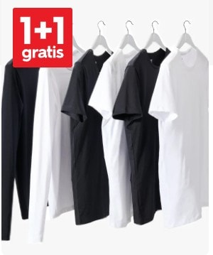1+1 gratis op heren basic t-shirts bij HEMA