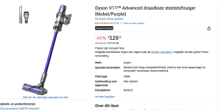 Dyson V11 Advanced - Steelstofzuiger - Paars voor €329,73 bij Amazon