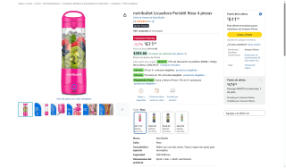 Licuadora portátil NutriBullet Rosa por $611 | Amazon (Prime)