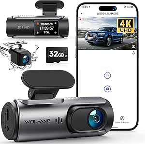 WOLFANG 4K Front and Rear Dual Dash Cam Deal for £39.99 on Amazon