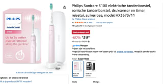 Philips Sonicare Series 3100 - Elektrische tandenborstel voor €39,99 bij Amazon