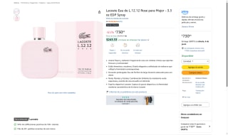 Perfume Lacoste Rose L.12.12 por $730 | Oferta Amazon