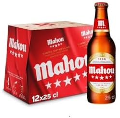 24 botellines Mahou 5 Estrellas, Cerveza Lager Dorada 25 cl por 10.13€
