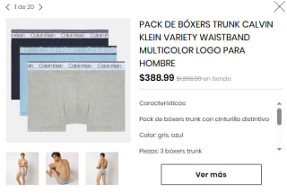 Pack de 3 Bóxers Trunk Calvin Klein Variety Waistband por $389 | Privalia