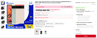 Google Pixel 6 128GB Reacondicionado por $2,450 | AliExpress