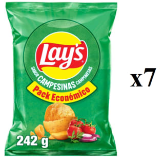 7 x LAY'S Campesinas Patatas fritas lisas de bolsa 242 g. por 10.5€