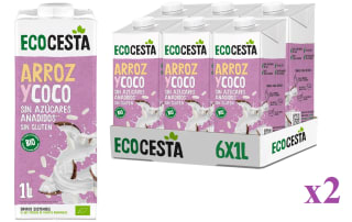 2 Packs de 6 unidades de 1L de Ecocesta Bebida de arroz y coco Bio por 12.53€